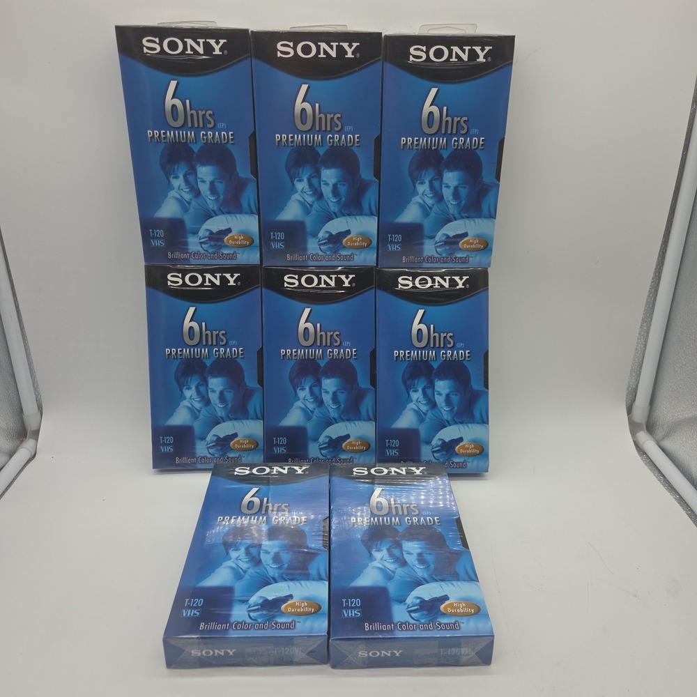 NEW Lot Of 8 SONY Premium Grade Blank VHS Tapes VCR 6 Hours SEALED
